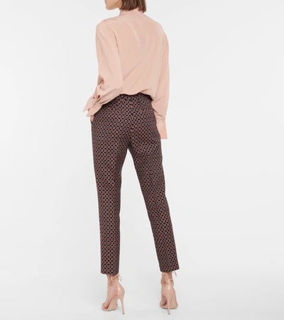 Shop Etro High-rise Jacquard Slim Pants In Blue