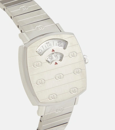 Shop Gucci Grip 27mm Stainless Steel Watch In Silver