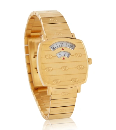 Shop Gucci Grip 27mm Stainless Steel Watch In Gold