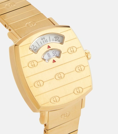 Shop Gucci Grip 27mm Stainless Steel Watch In Gold