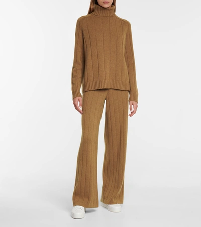 Shop Loro Piana Duca D'aosta Wide-leg Cashmere Pants In Brown