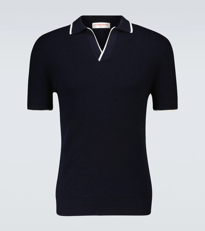 Shop Orlebar Brown Horton Stripe Polo Shirt In Blue
