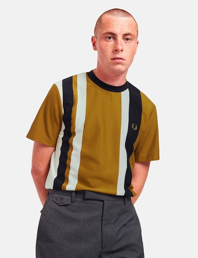 Shop Fred Perry Striped Pique T-shirt In Brown