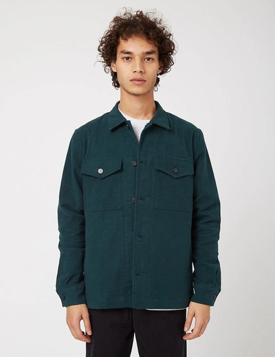 Shop Bhode Overshirt (cotton Moleskin) In Green