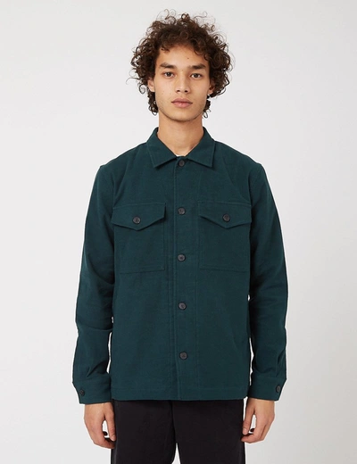 Shop Bhode Overshirt (cotton Moleskin) In Green