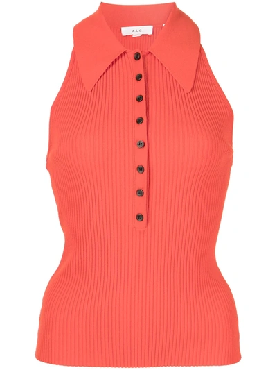 Shop A.l.c Asher Polo Tank Top In Red