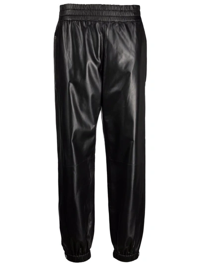 Alexander Mcqueen Elasticated Leather Trousers In Schwarz