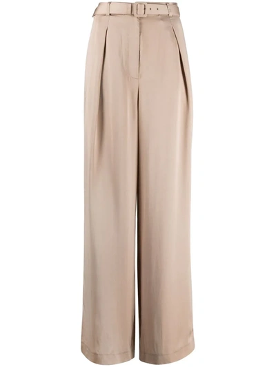 Self-portrait Womens Latte Wide-leg High-rise Woven Trousers 14 In Nude