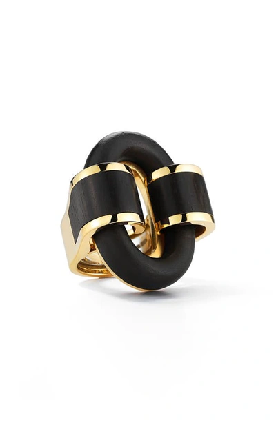 Shop David Webb Woodworks Buckle Ring In Yellow Gold