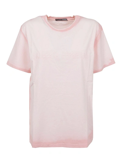 Shop Alberta Ferretti Embossede Logo T-shirt In Pink
