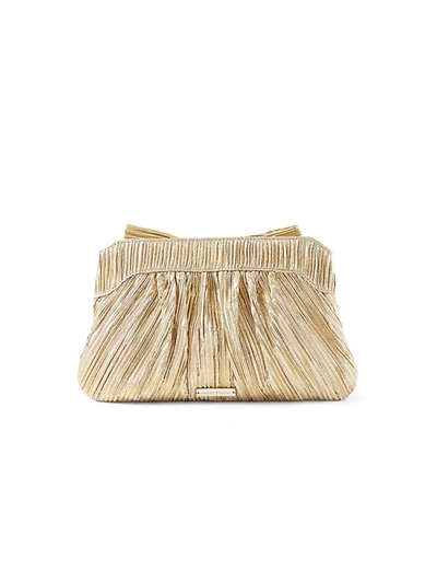 Shop Loeffler Randall Women's Rayne Pleated Lamé Bow Clutch In Platinum