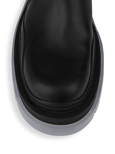 Shop Bottega Veneta Contrast-sole Leather Tire Boots In Black Seagrass