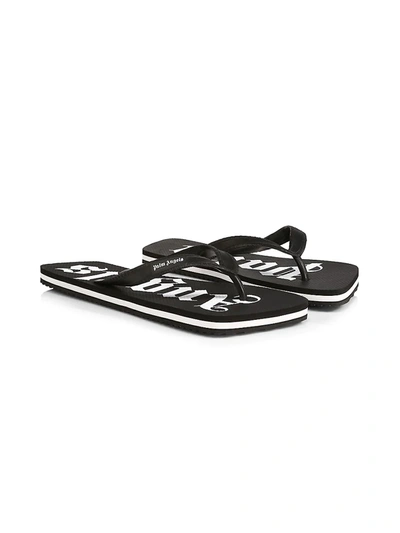 Shop Palm Angels New Rubber Logo Flip Flops In Black White