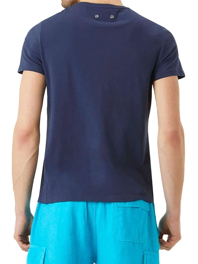 Shop Vilebrequin Men's Turtle-print Logo T-shirt In Bleu Marine