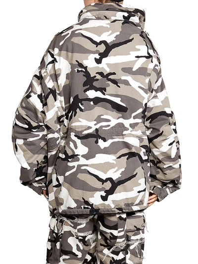 Shop Balenciaga Off Shoulder Parka In Grey