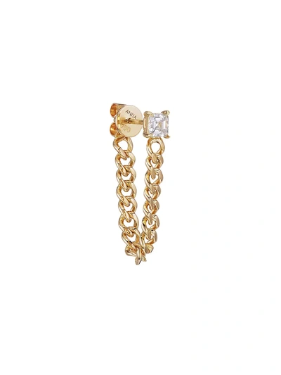 Shop Anita Ko Women's 18k Yellow Gold & Asscher Diamond Cuban Link Loop Earring