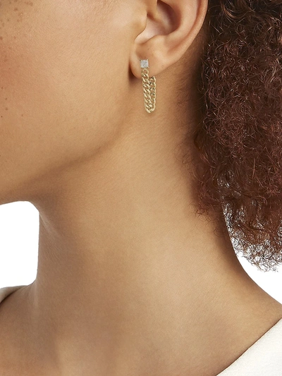 Shop Anita Ko Women's 18k Yellow Gold & Asscher Diamond Cuban Link Loop Earring