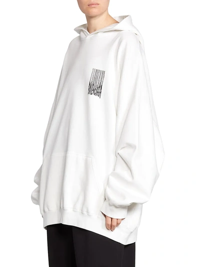 Balenciaga Barcode Motif Oversized Cotton Hoodie In White | ModeSens