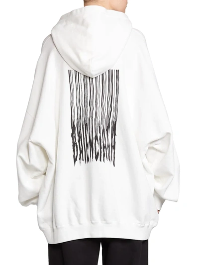 Shop Balenciaga Medium Fit Barcode Logo Hoodie In White Black