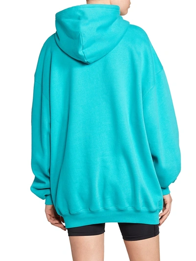 Shop Balenciaga Medium Fit Bb Logo Hoodie In Turquoise