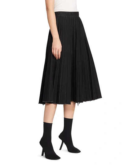 Shop Balenciaga Pleated Midi Skirt In Washed Black