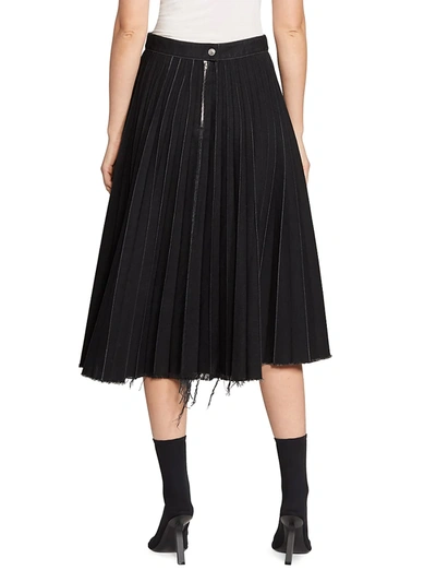 Shop Balenciaga Pleated Midi Skirt In Washed Black