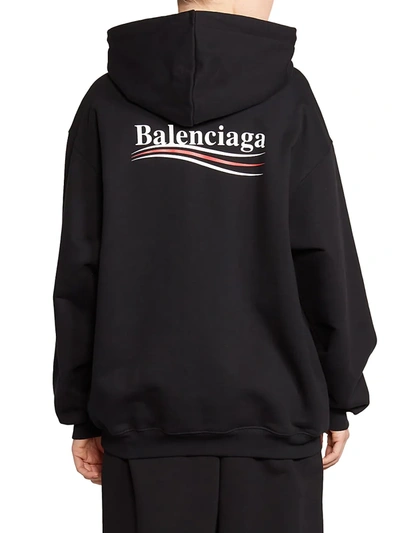 Shop Balenciaga Women's Medium Fit Logo Hoodie In Black White