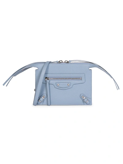 Shop Balenciaga Neo Classic City Crossbody Bag In Blue Grey