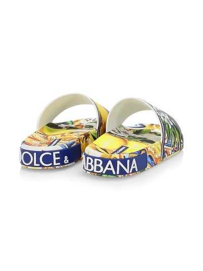 Shop Dolce & Gabbana Lemon-print Logo Pool Slides