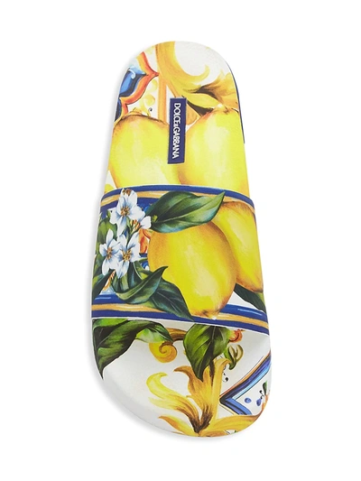 Shop Dolce & Gabbana Lemon-print Logo Pool Slides