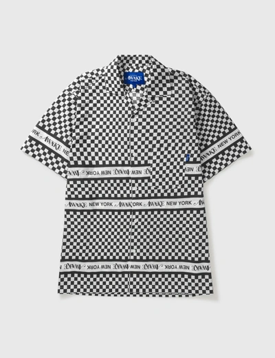 Shop Awake Ny Camp Collar Checkerboard Logo Shirt In Black
