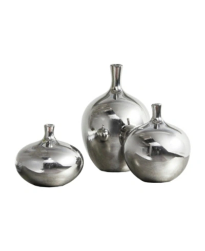 Shop Madison Park Signature Ansen Metallic Vase, 3 Piece Set In Silver-tone