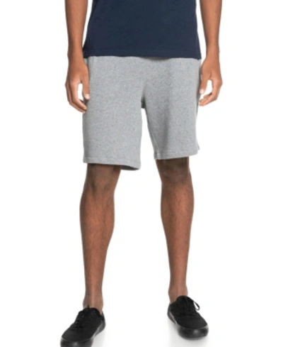 Shop Quiksilver Men's Essentials 19" Mid Length Fit Elastic Waist Drawcord Sweat Shorts With Two Side Pockets And Tw In Light Gray Heather