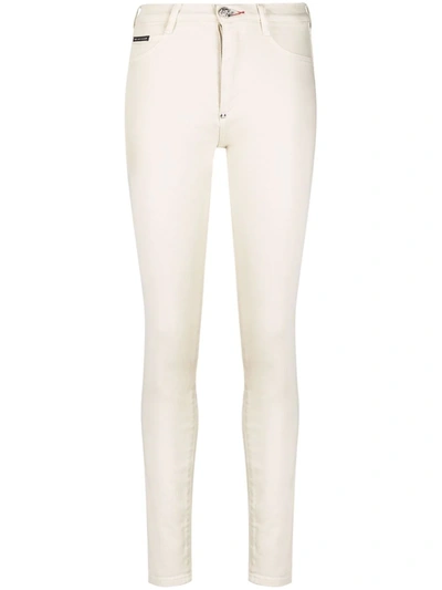 Shop Philipp Plein Iconic High-rise Jeggings In Neutrals