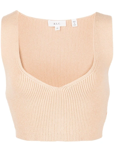 Shop A.l.c Greyson Ribbed Cropped Top In Nude