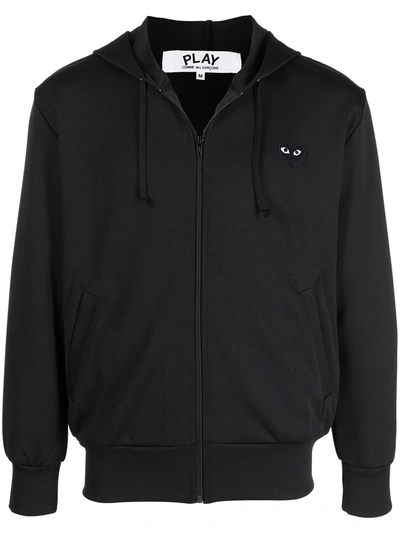 Comme Des Garçons Play Logo-print Zipped Hoodie In Schwarz