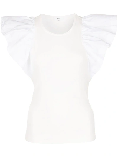 Shop A.l.c Flutter-sleeve Stretch-cotton T-shirt In Weiss