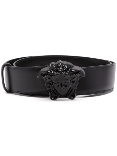 Versace Medusa Head Buckle Belt In Schwarz