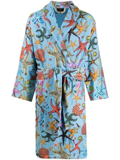 Shop Versace Trésor De La Mer-print Robe In Blau