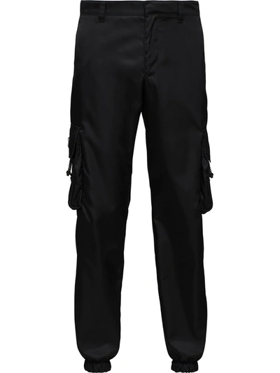 Shop Prada Re-nylon Cargo Trousers In Schwarz