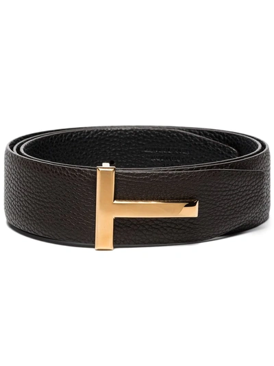 Tom Ford Reversible T-buckle Belt In Schwarz