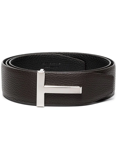 Shop Tom Ford Reversible T-buckle Belt In Braun