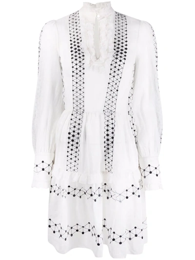 Shop Temperley London Robin Long-sleeve Mini Dress In Weiss