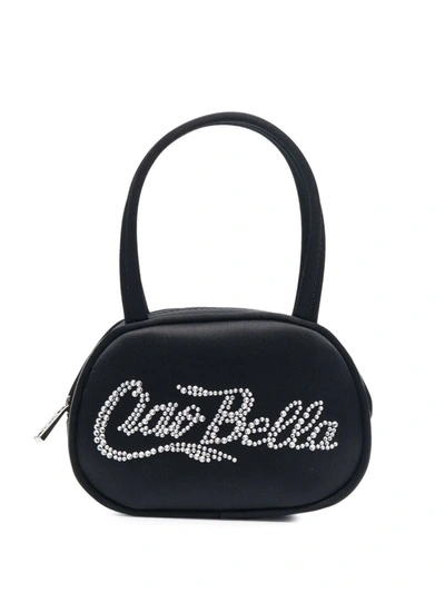 Shop Amina Muaddi Bella Crystal-embellished Mini Bag In Schwarz