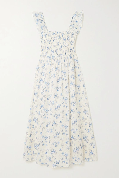 REFORMATION NOREEN SHIRRED FLORAL-PRINT ORGANIC-COTTON VOILE MIDI DRESS 