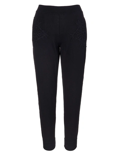 Shop Stella Mccartney Black Knitted Pant With Embroidery