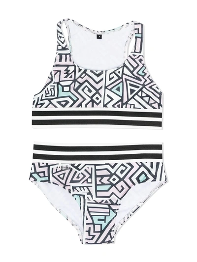 Shop Andorine Teen Geometric Print Bikini In Neutrals