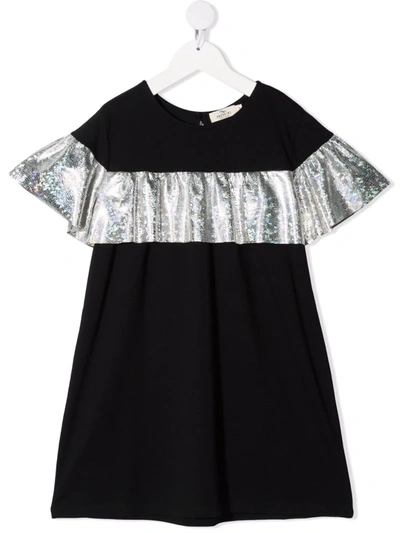 Shop Andorine Teen Ruffled Short-sleeve Dress In Black