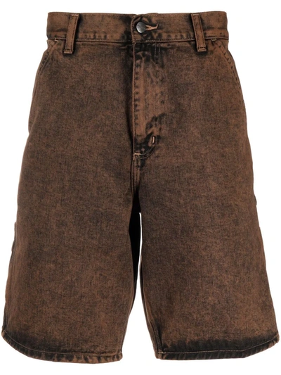 Shop Carhartt Knee-length Denim Shorts In Brown
