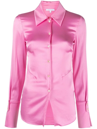 Shop Patrizia Pepe Satin Long-sleeve Shirt In Pink